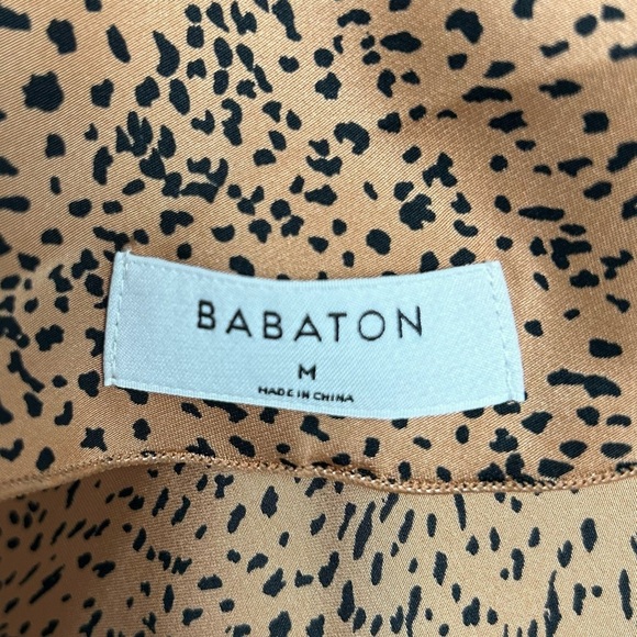 BABATON ARITZIA Bellamy Gold Black Animal Print Maxi Slip Dress Size Medium - Picture 9 of 9